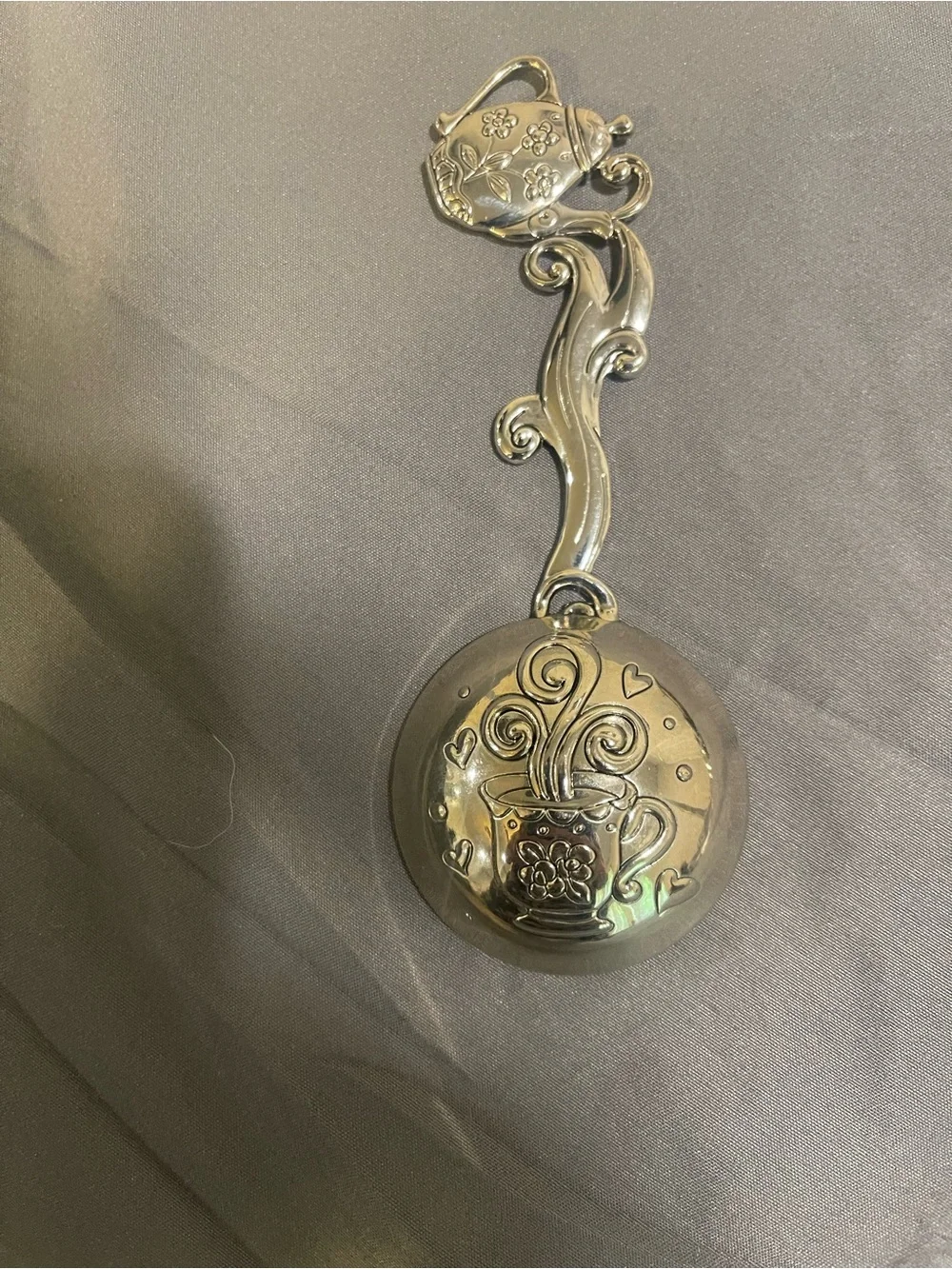 Silver Ornate Wall Hook Rack on Wood Backing - Decorative Home Hooks